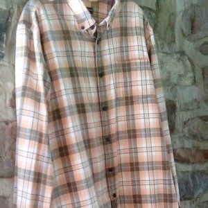 Orange &  Taupe Plaid Flannel Shirt by Eddie Bauer Mens Size M